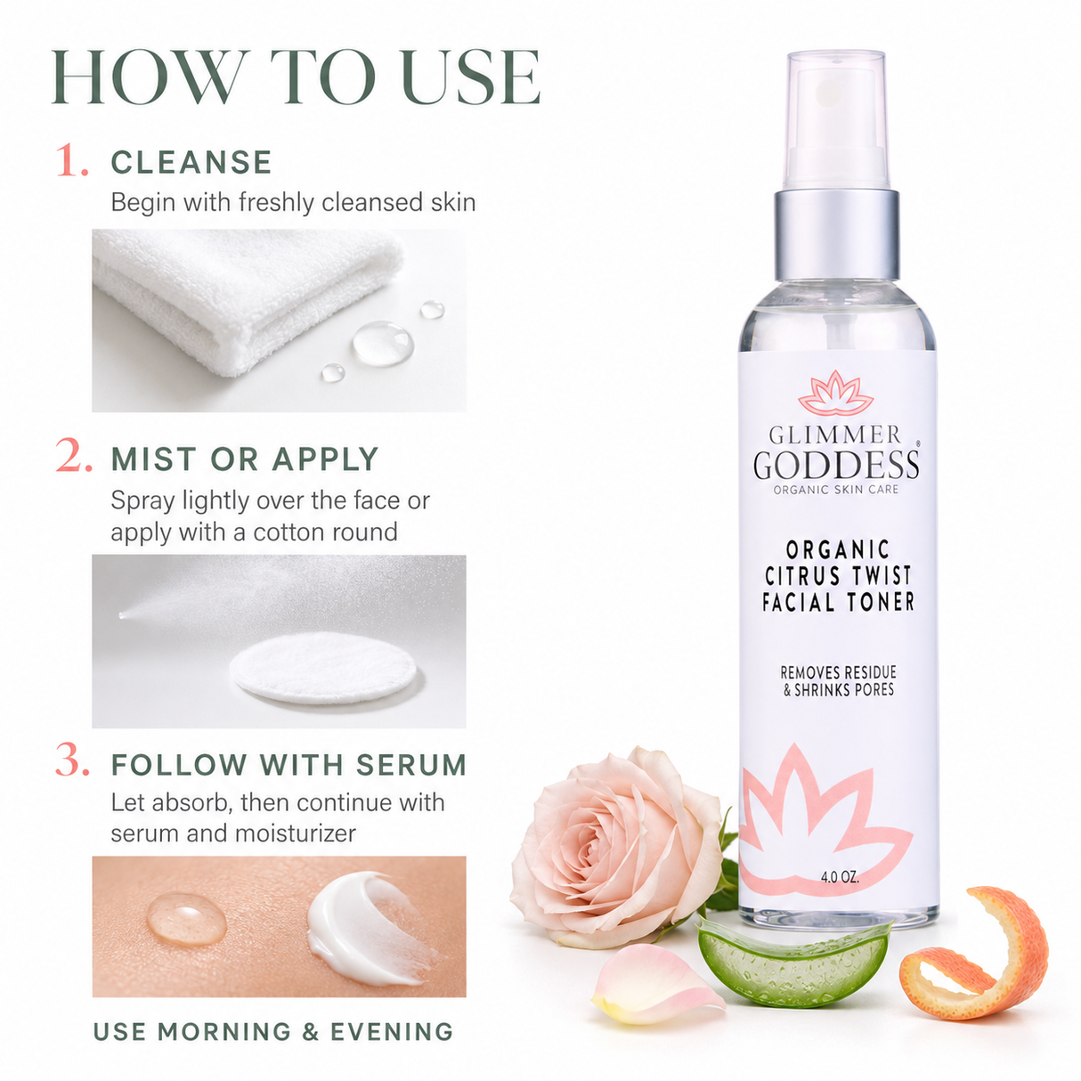 Organic Rose Water Citrus Twist Facial Toner