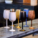 Stainless Steel Stemmed Wine Glass, White