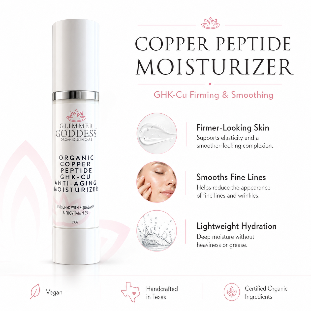 Organic Copper Peptide GHK-CU Anti-Aging Moisturizer – Lightweight Hydrating Cream