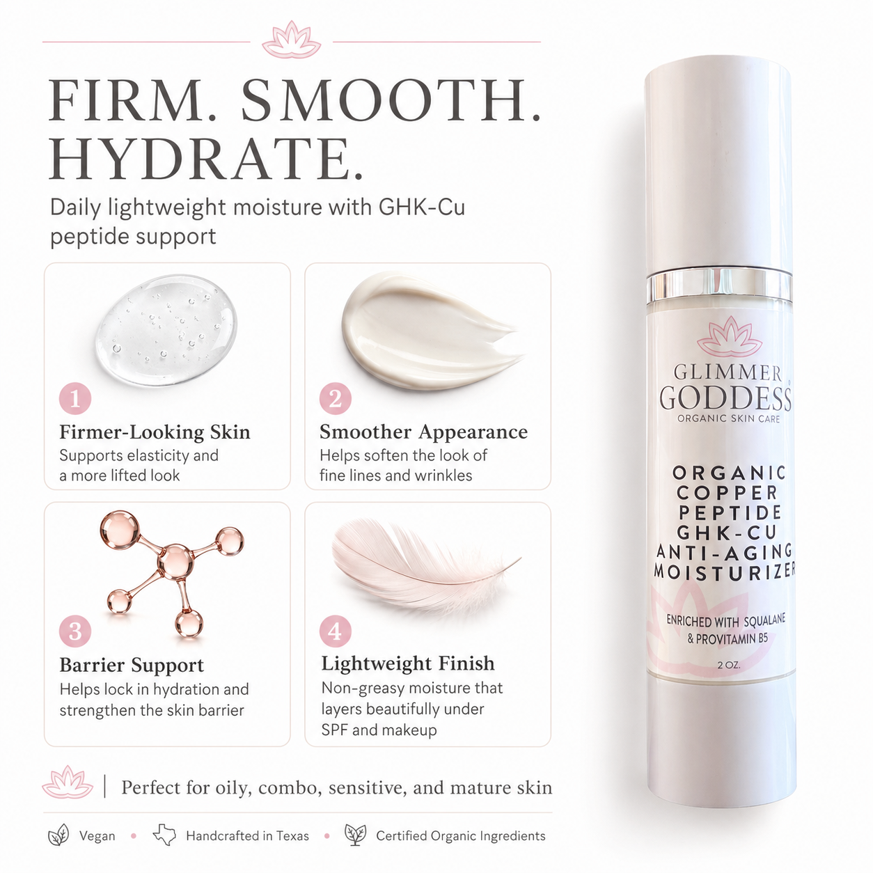 Organic Copper Peptide GHK-CU Anti-Aging Moisturizer – Lightweight Hydrating Cream