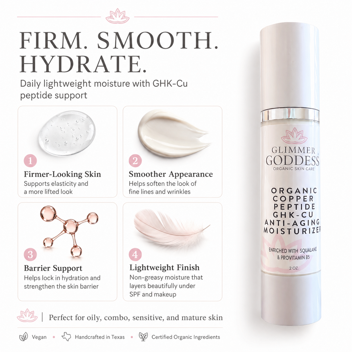 Organic Copper Peptide GHK-CU Anti-Aging Moisturizer – Lightweight Hydrating Cream