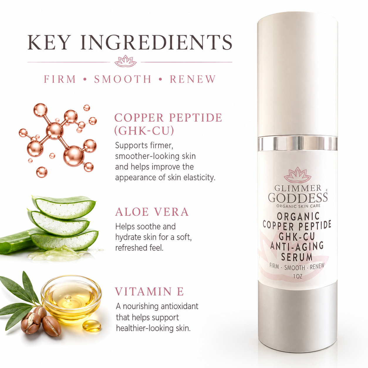 Organic Copper Peptide Anti-Aging Serum – GHK-Cu, Argireline®, Matrixyl 3000, Hyaluronic Acid – Wrinkle Repair