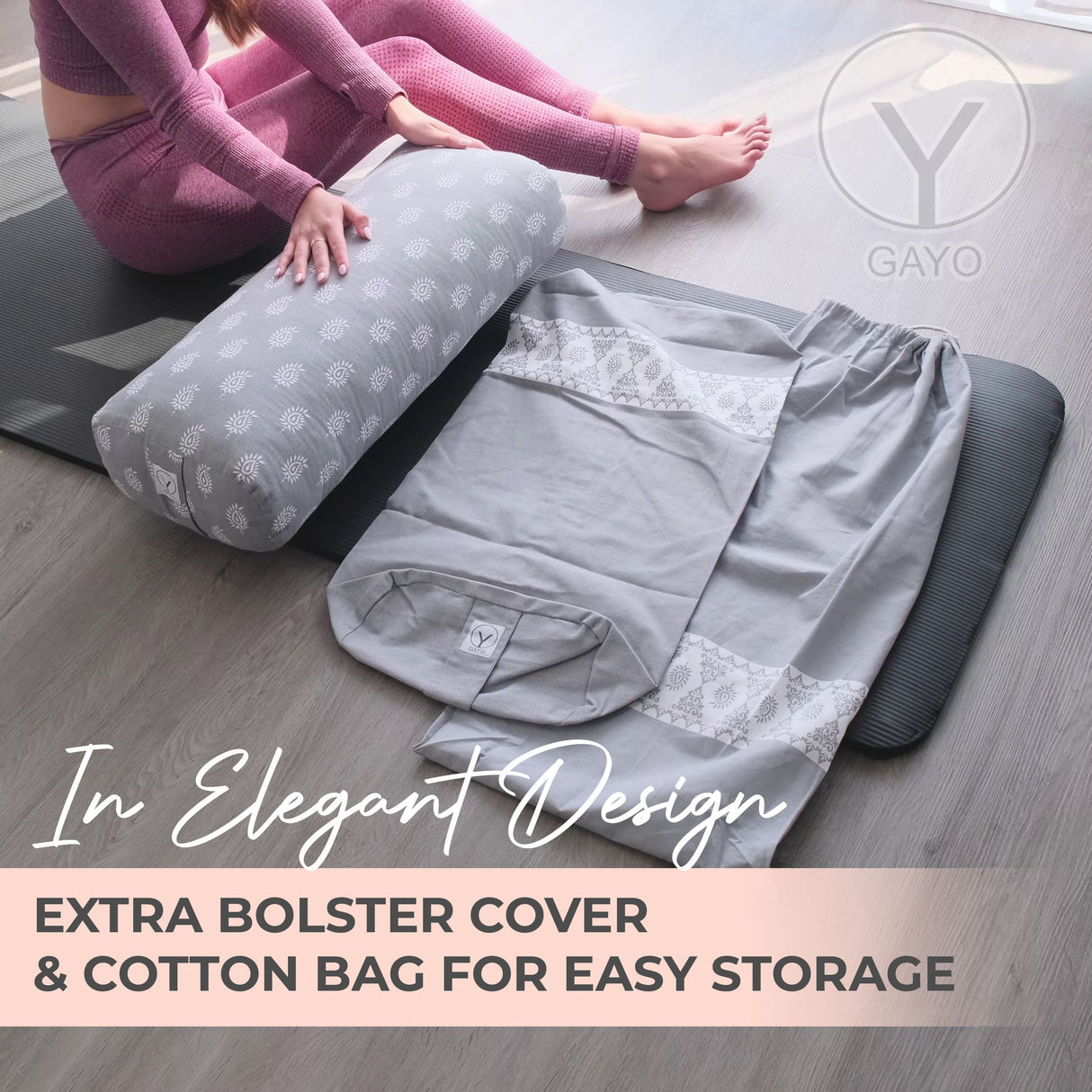 Organic Cotton Yoga Bolster Set with Carry Bag