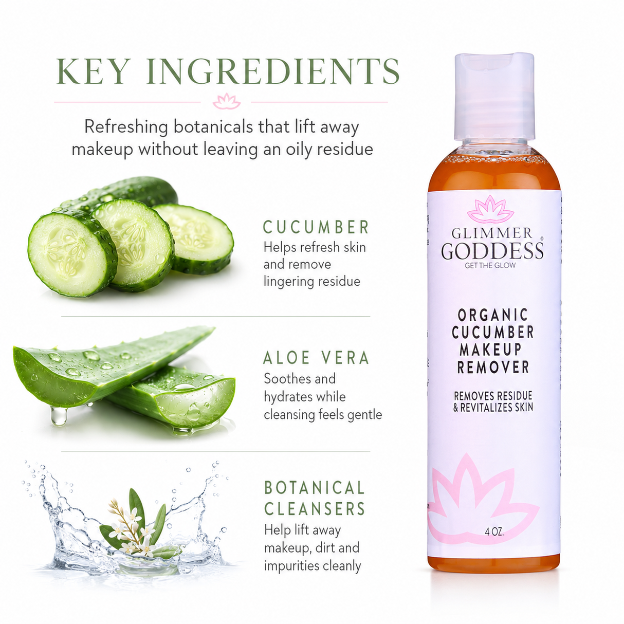 Organic Cucumber Makeup Remover - Remove Makeup with No Oily Residue