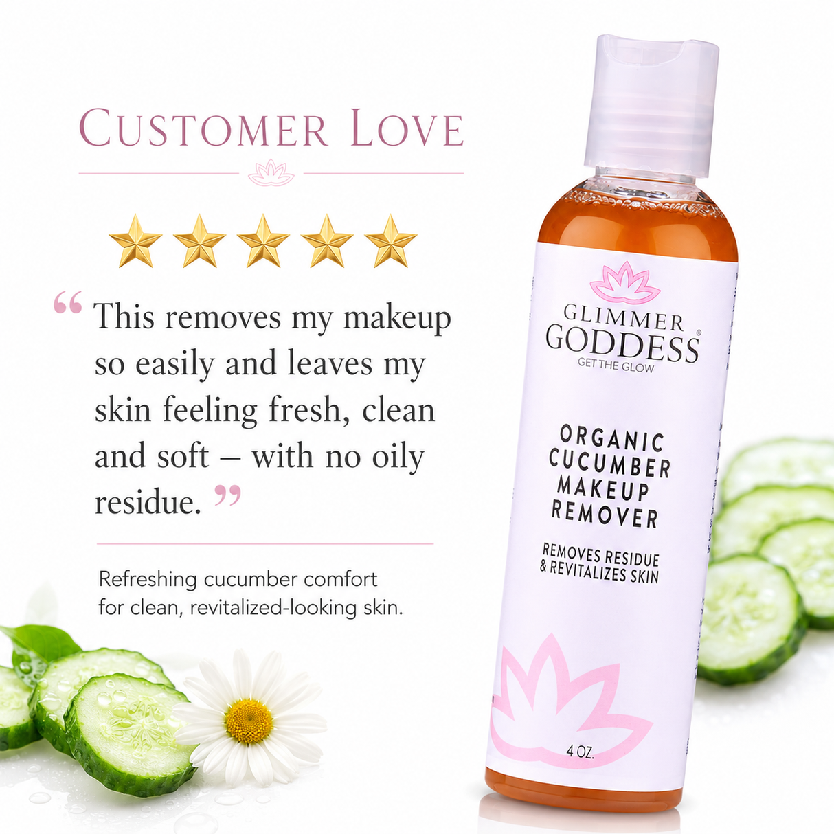 Organic Cucumber Makeup Remover - Remove Makeup with No Oily Residue