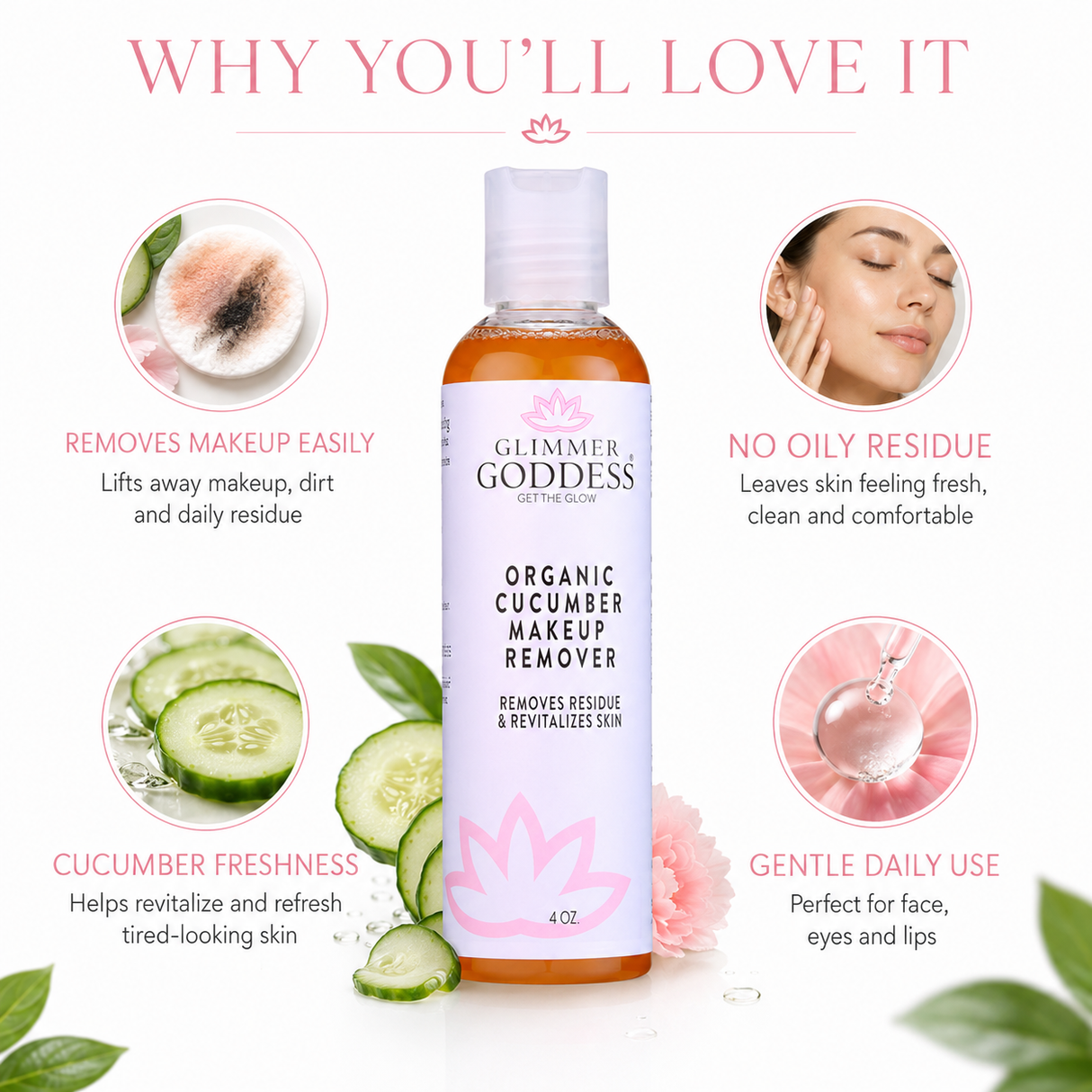Organic Cucumber Makeup Remover - Remove Makeup with No Oily Residue