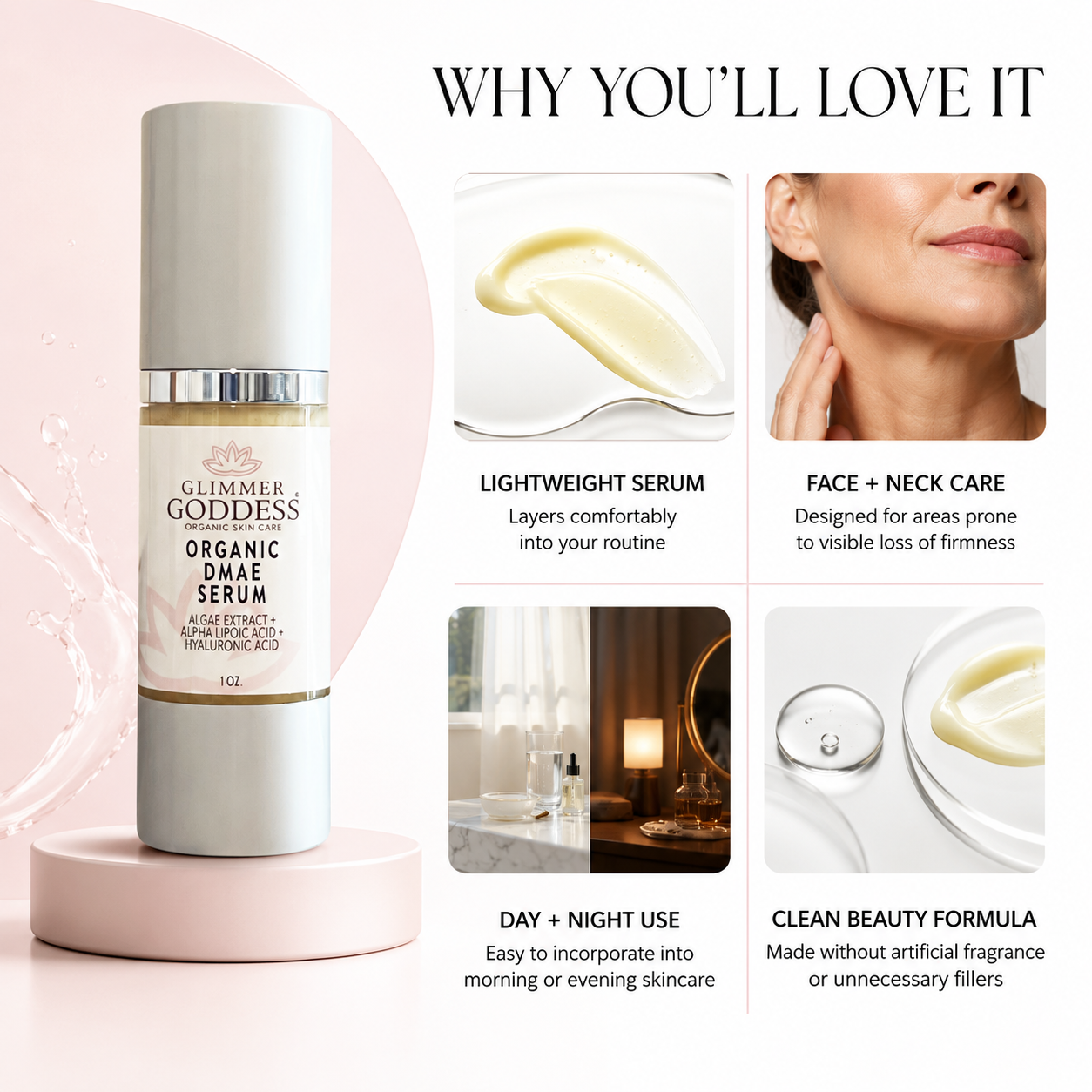 Organic Skin Firming Serum with DMAE + Alpha Lipoic