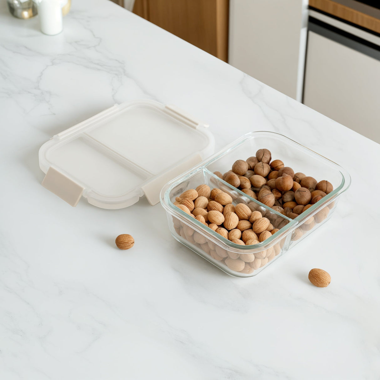 Glass Bento Box - 3 Sections (Vanilla)