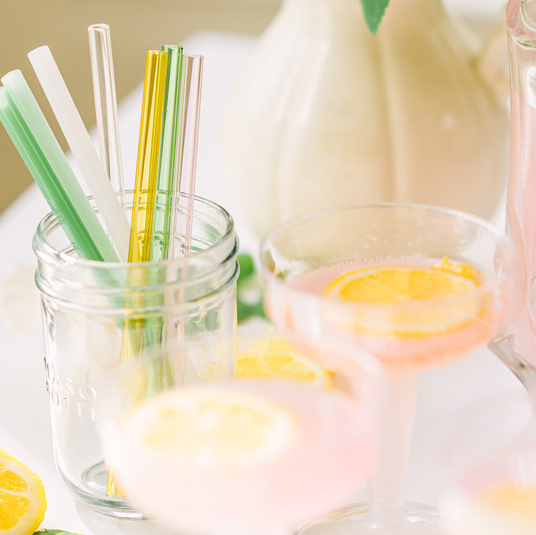Skinny 6" Glass Cocktail Straw Set - Meadow
