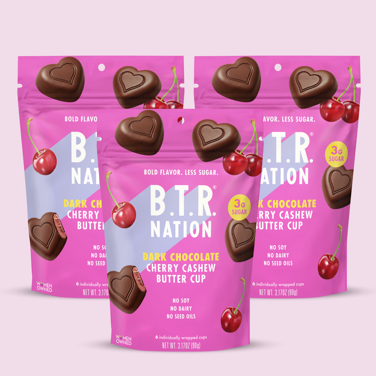 Dark Chocolate Cherry Coconut Cashew Butter Hearts (3 Bags)