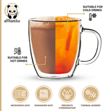 Double Wall Glass Mug with Bamboo Lid