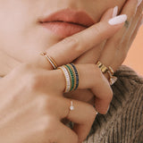 Lab Grown Green Emerald Baguette Eternity Ring