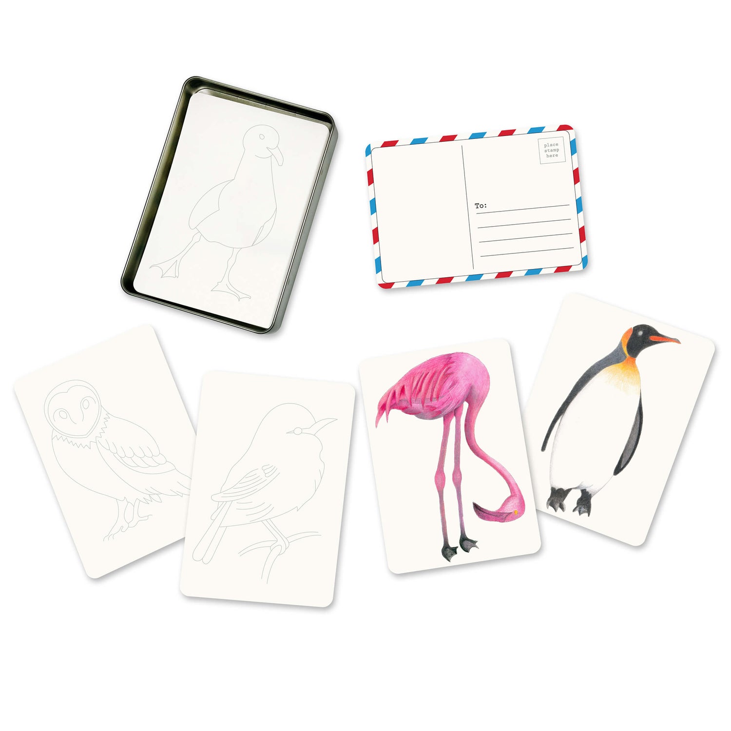 Coloring Postcards w/ 6 Designs (30 cards)