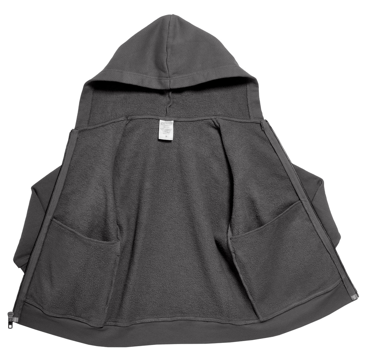 Soft & Cozy 100% Cotton Fleece Zip Hoodie with Inner Pockets | Charcoal