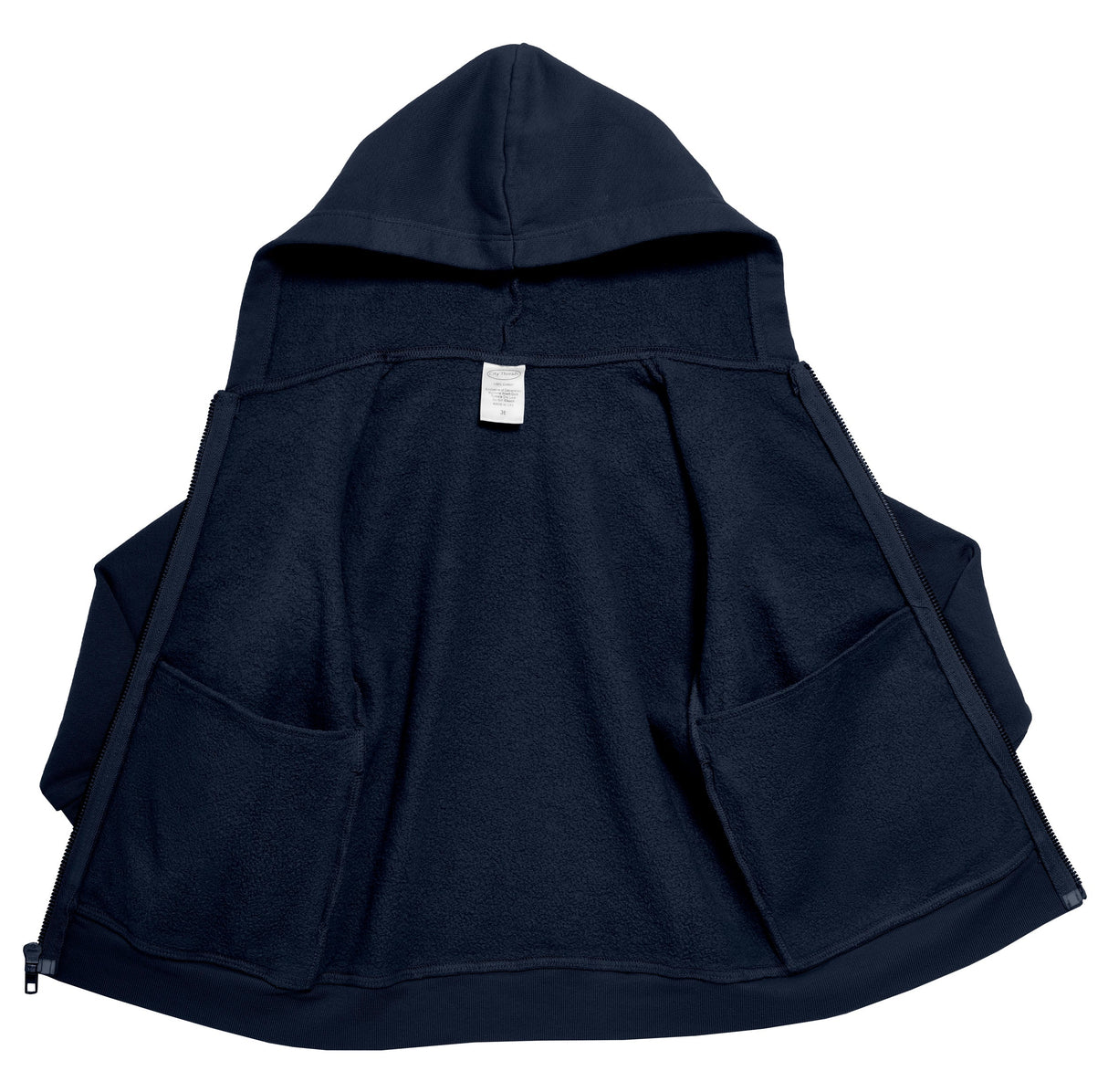 Soft & Cozy 100% Cotton Fleece Zip Hoodie with Inner Pockets | Dark Navy