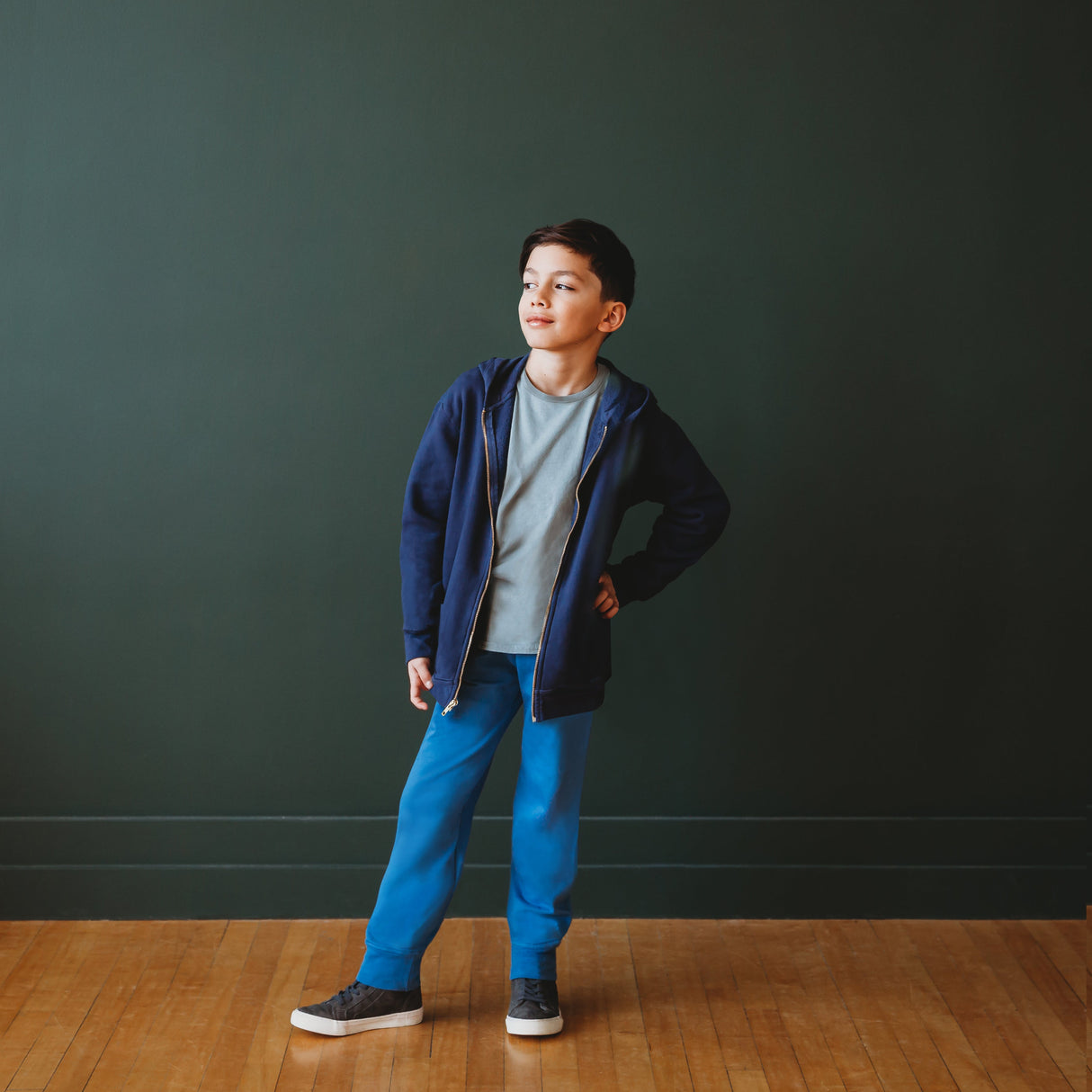 Soft & Cozy 100% Cotton Fleece Zip Hoodie with Inner Pockets | Dark Navy