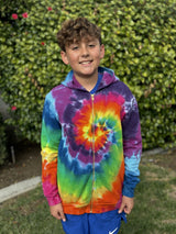 Limited Edition Tie Dyed Soft & Cozy 100% Cotton Fleece Zip Hoodie | Rainbow Spiral
