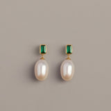 Lab Grown Emerald Heirloom Pearl Drop Earrings