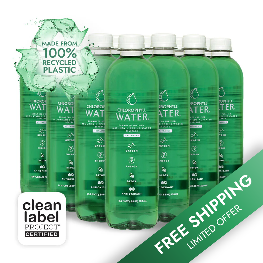 Chlorophyll Water® (Case of 12): Purified Mountain Spring Water with Essential Vitamins