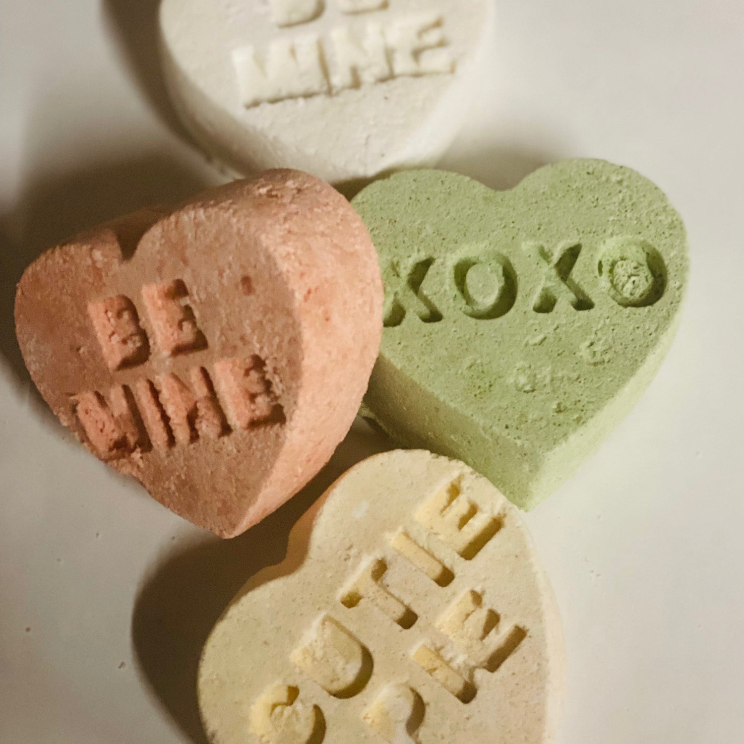 Organic bath bomb / Valentine's Day / conversation hearts / conversation heart bath bombs / organic bath fizzy / organic bath fizzie