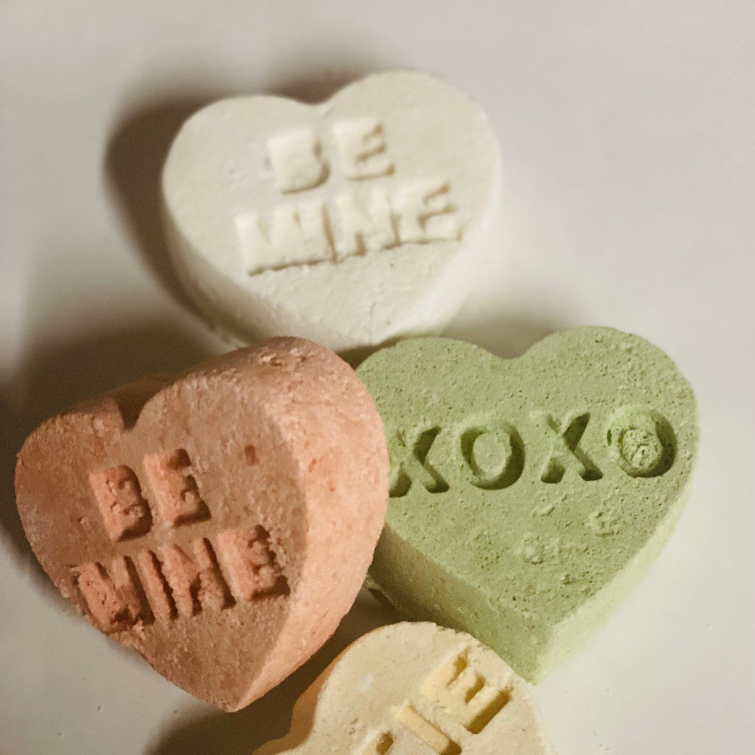 Organic bath bomb / Valentine's Day / conversation hearts / conversation heart bath bombs / organic bath fizzy / organic bath fizzie