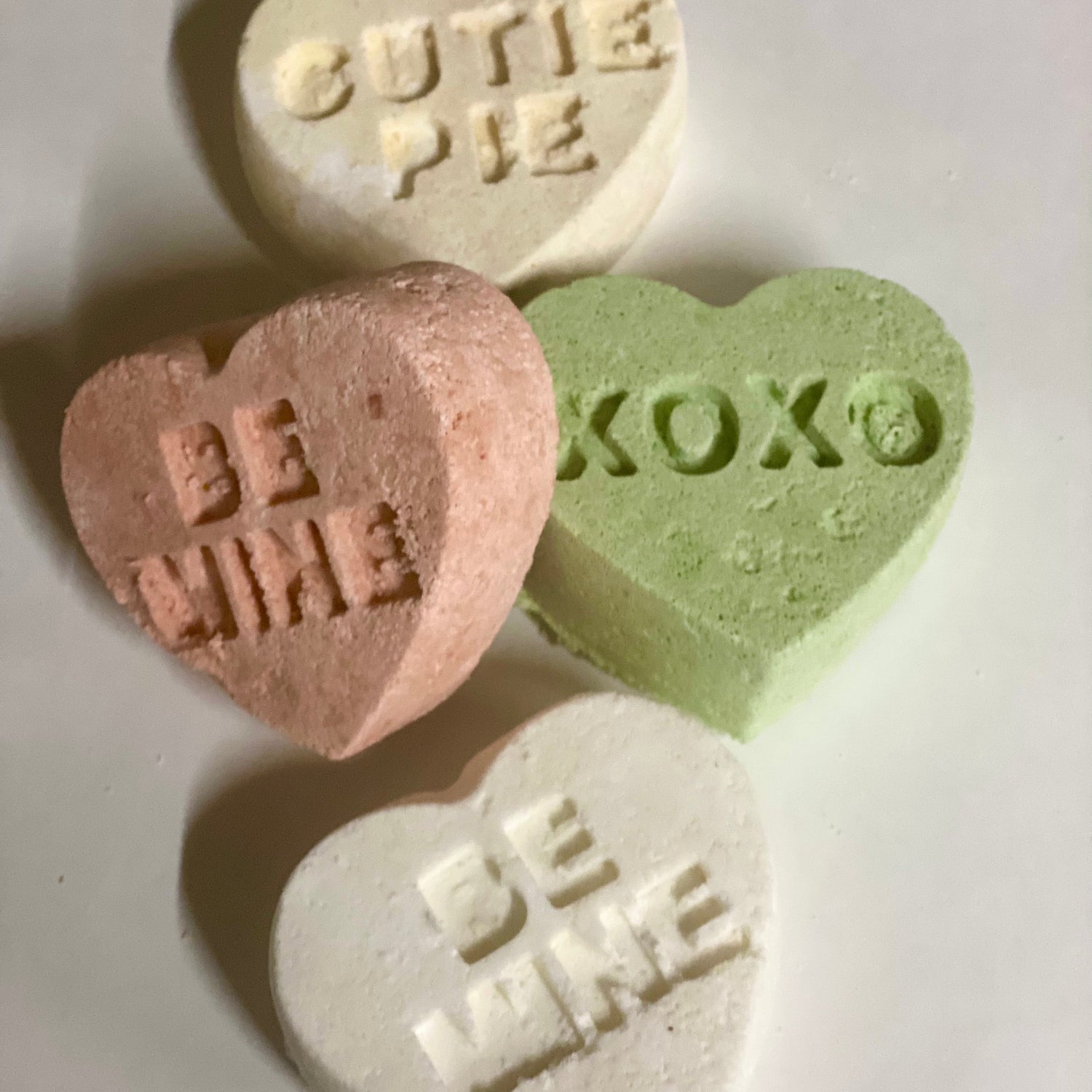 Organic bath bomb / Valentine's Day / conversation hearts / conversation heart bath bombs / organic bath fizzy / organic bath fizzie