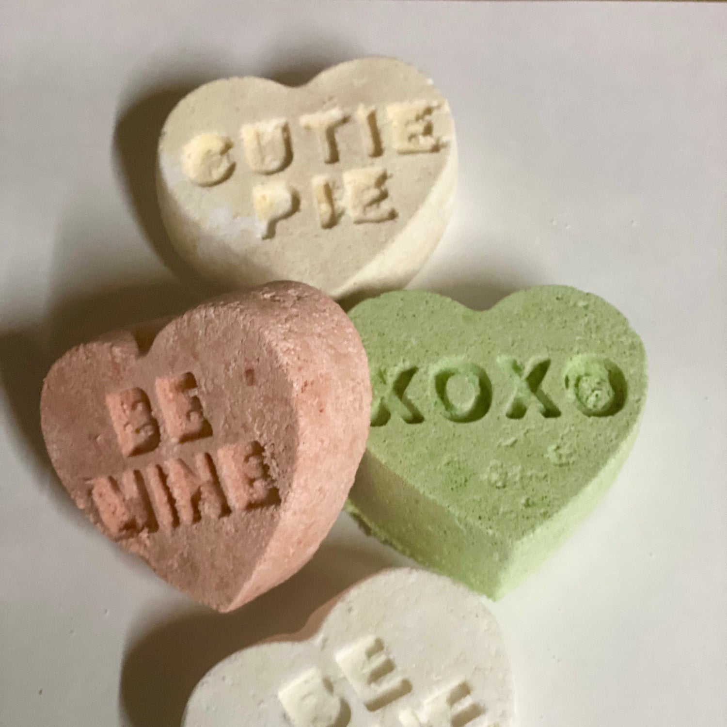 Organic bath bomb / Valentine's Day / conversation hearts / conversation heart bath bombs / organic bath fizzy / organic bath fizzie