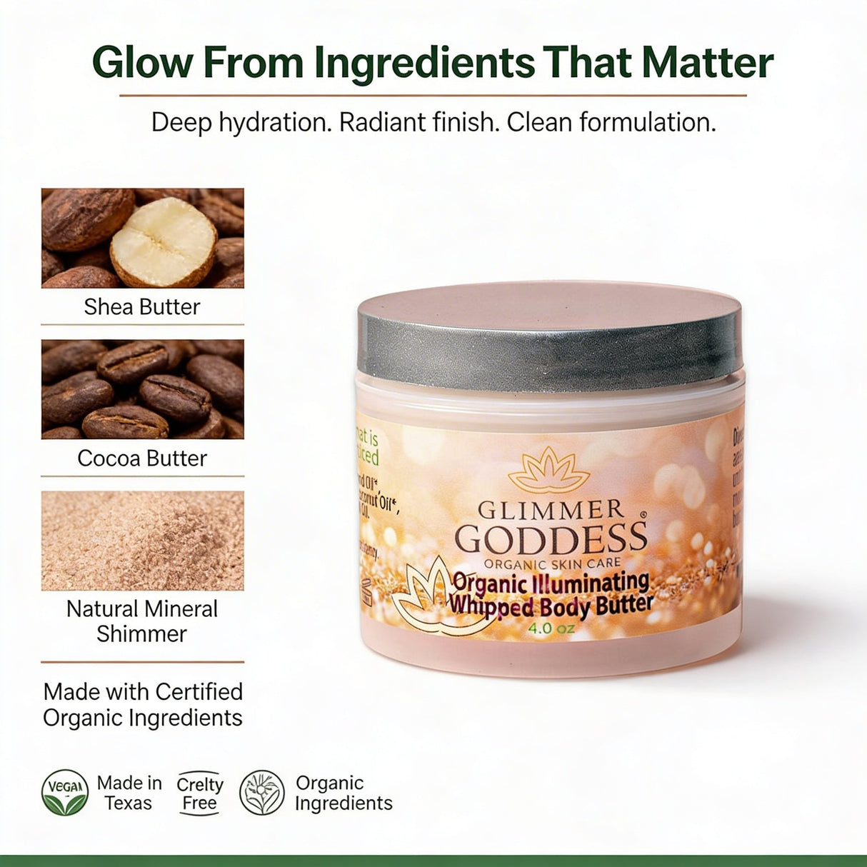 Organic Shimmering Body Butter Whipped To Perfection
