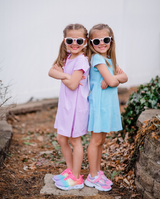 Girls Soft Cotton Jersey Cap Sleeve Dress | Navy
