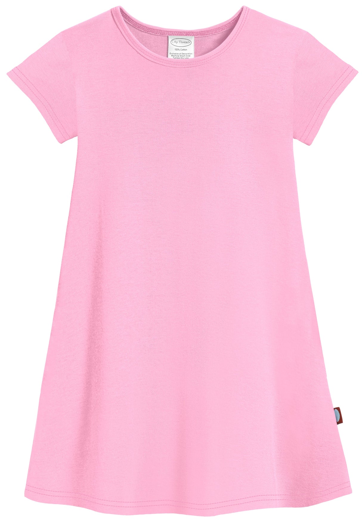 Super-Soft Organic Cotton Cap Sleeve Dress| Bright Light Pink
