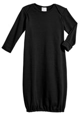 Super-Soft Organic Cotton Baby Rib Gown | Black