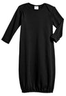 Super-Soft Organic Cotton Baby Rib Gown | Black