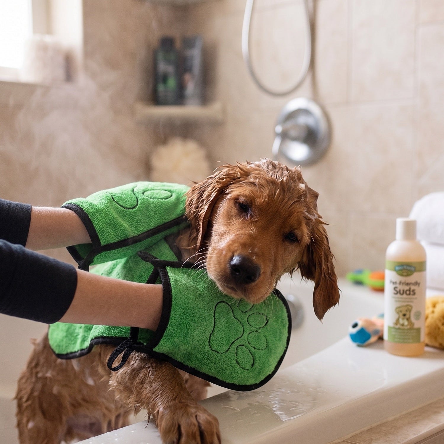 BeNat Pets. Dog Bath Towel Double Drop Pocket Design