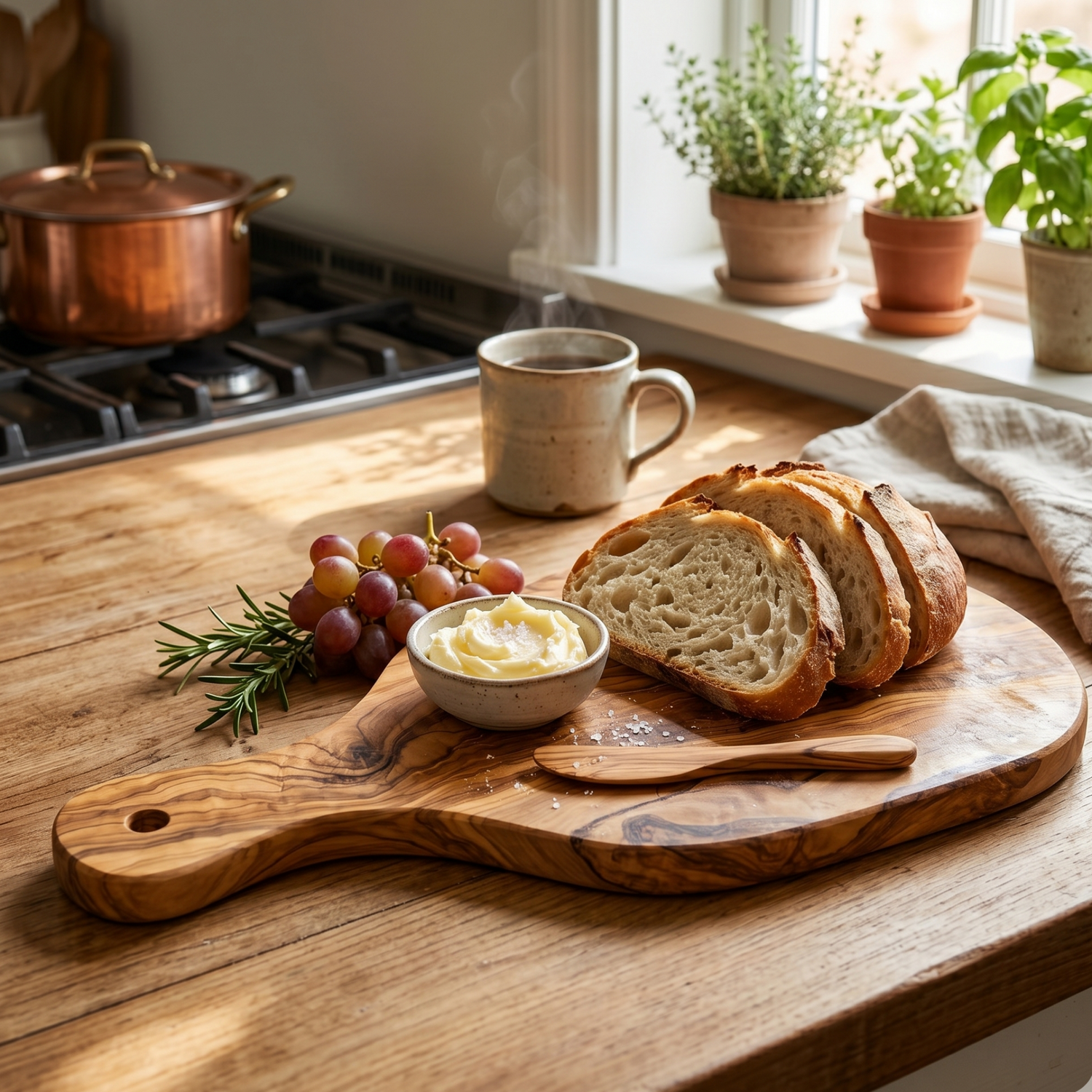 Original Olive Wood Cutting Board with Handle
