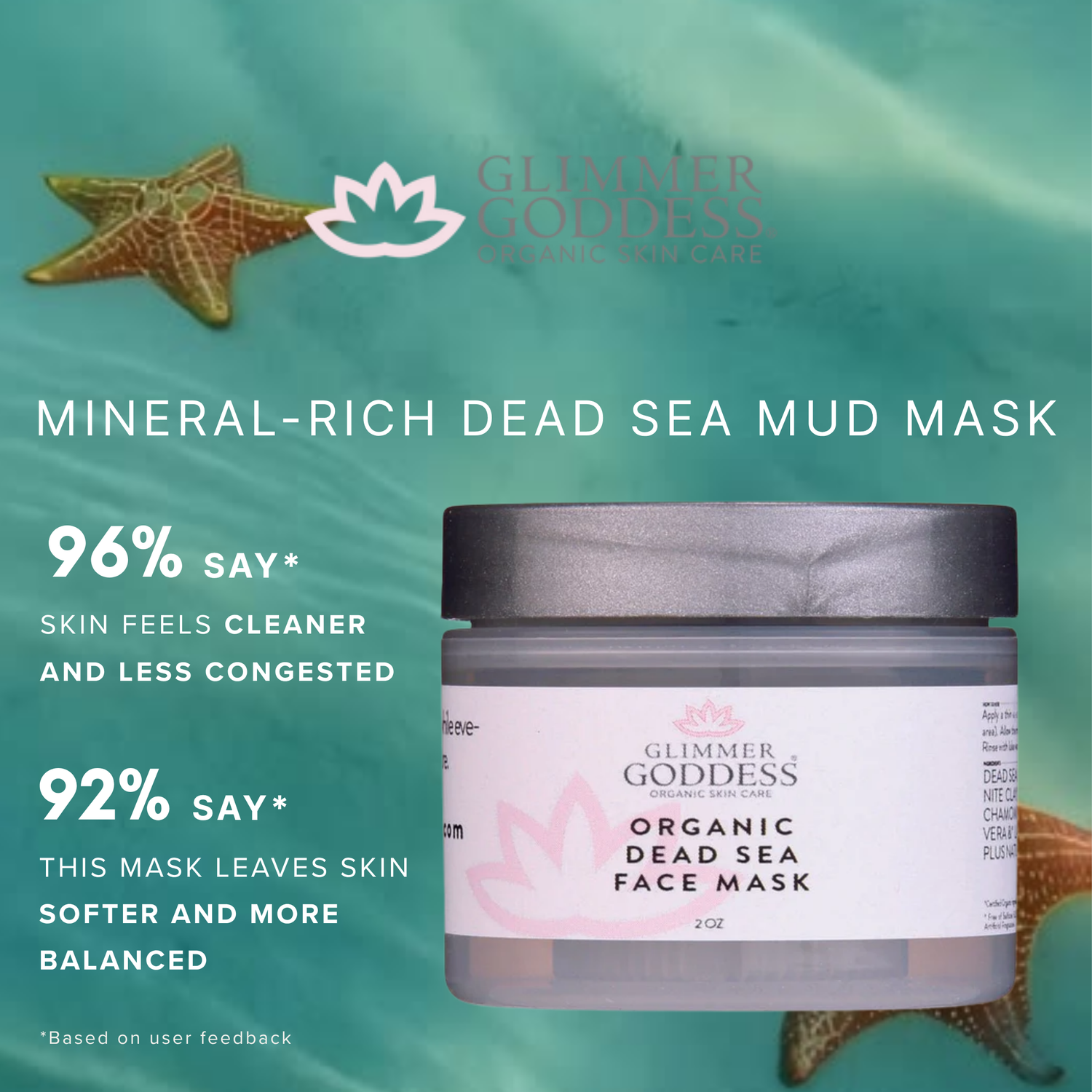 Organic Dead Sea Mud Mask With Bentonite Clay - Exfoliate & Rejuvenate