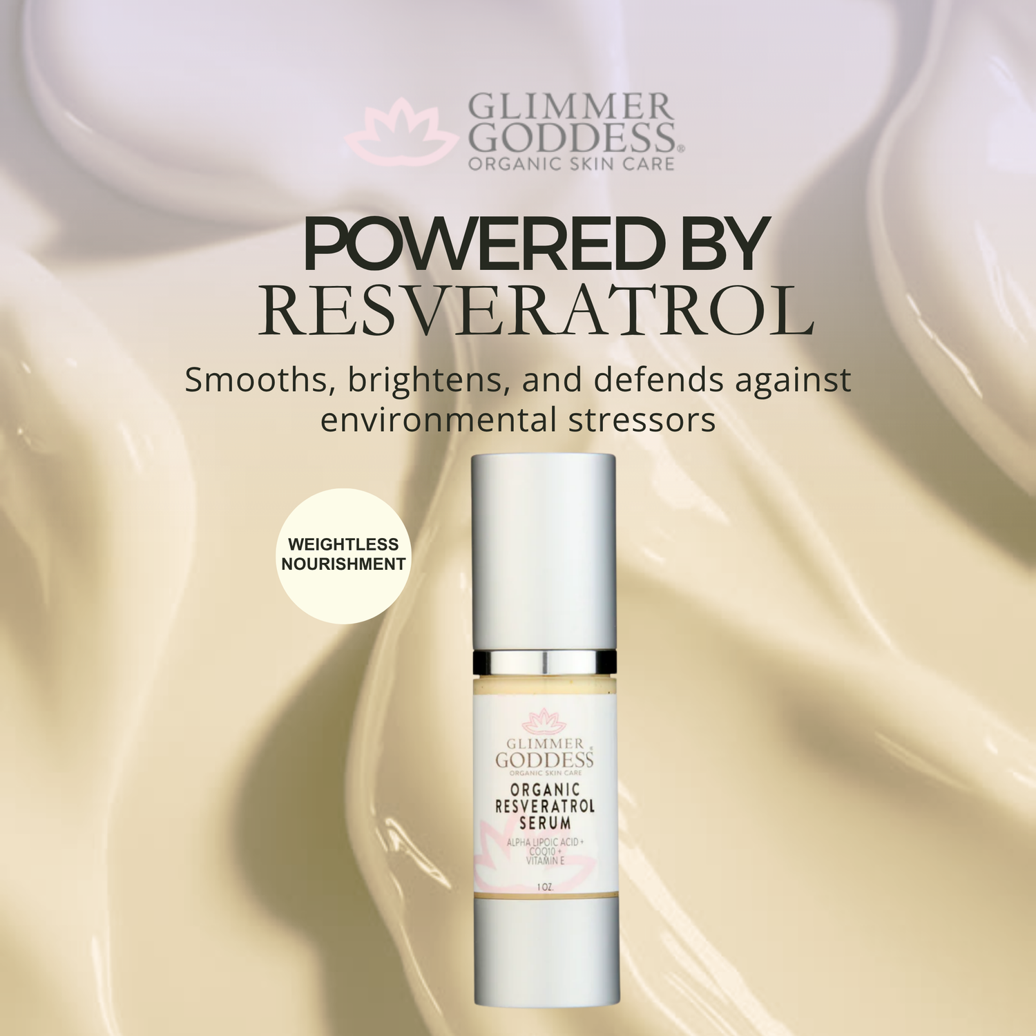 Organic Resveratrol Instant Firming Serum - Visibly Smooths Fine Lines