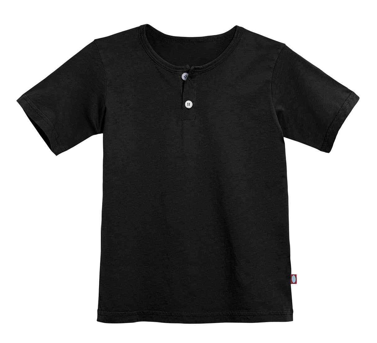 Boys Soft Organic Cotton Jersey Short Sleeve Henley Tee | Black