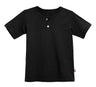 Boys Soft Organic Cotton Jersey Short Sleeve Henley Tee | Black