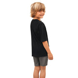 Boys Soft Organic Cotton Jersey Short Sleeve Henley Tee | Black