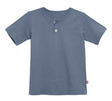 Boys Soft Organic Cotton Jersey Short Sleeve Henley Tee | Concrete