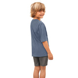 Boys Soft Organic Cotton Jersey Short Sleeve Henley Tee | Concrete