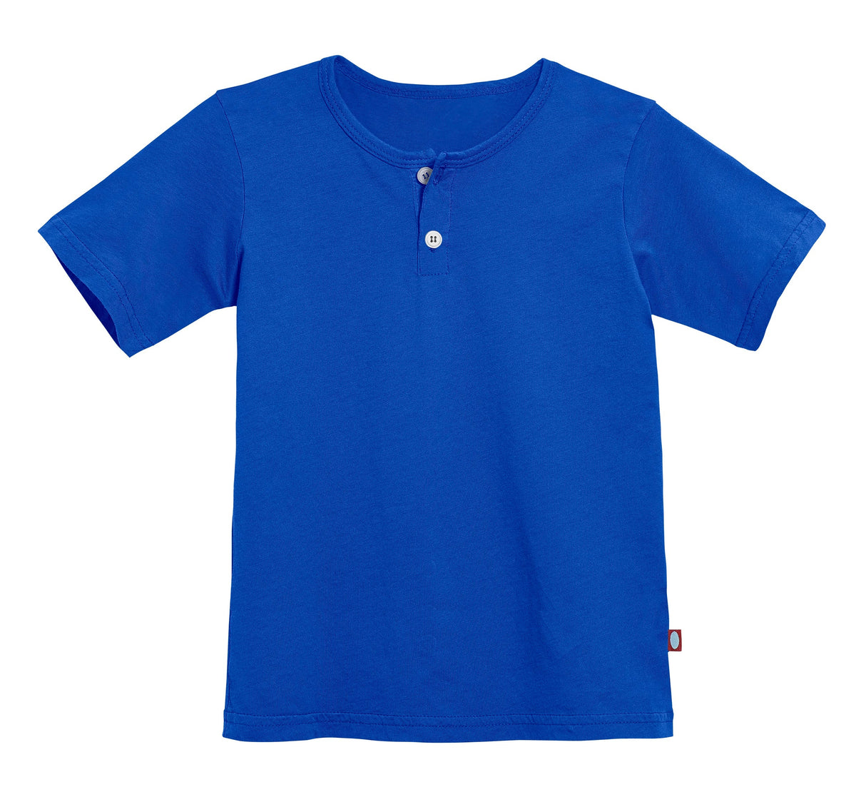 Boys Soft Organic Cotton Jersey Short Sleeve Henley Tee | Crayon Blue