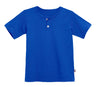Boys Soft Organic Cotton Jersey Short Sleeve Henley Tee | Crayon Blue
