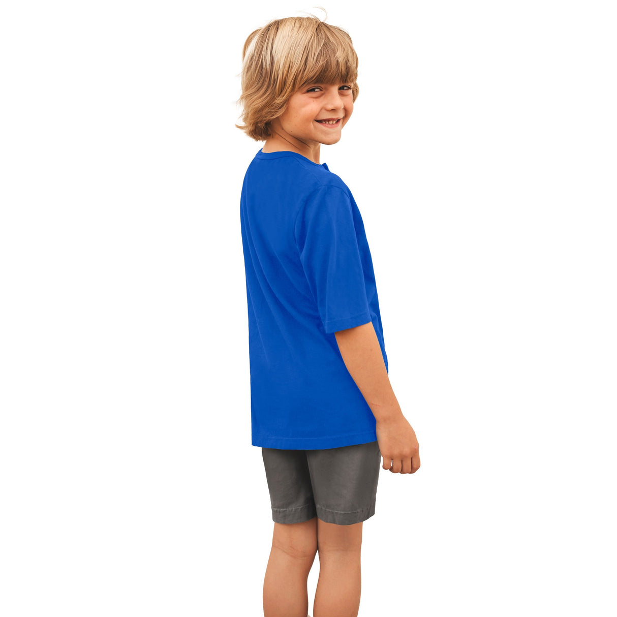 Boys Soft Organic Cotton Jersey Short Sleeve Henley Tee | Crayon Blue