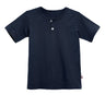 Boys Soft Organic Cotton Jersey Short Sleeve Henley Tee | Dark Navy