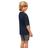 Boys Soft Organic Cotton Jersey Short Sleeve Henley Tee | Dark Navy
