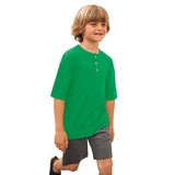 Boys Soft Organic Cotton Jersey Short Sleeve Henley Tee | ELF