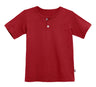 Boys Soft Organic Cotton Jersey Short Sleeve Henley Tee | Red