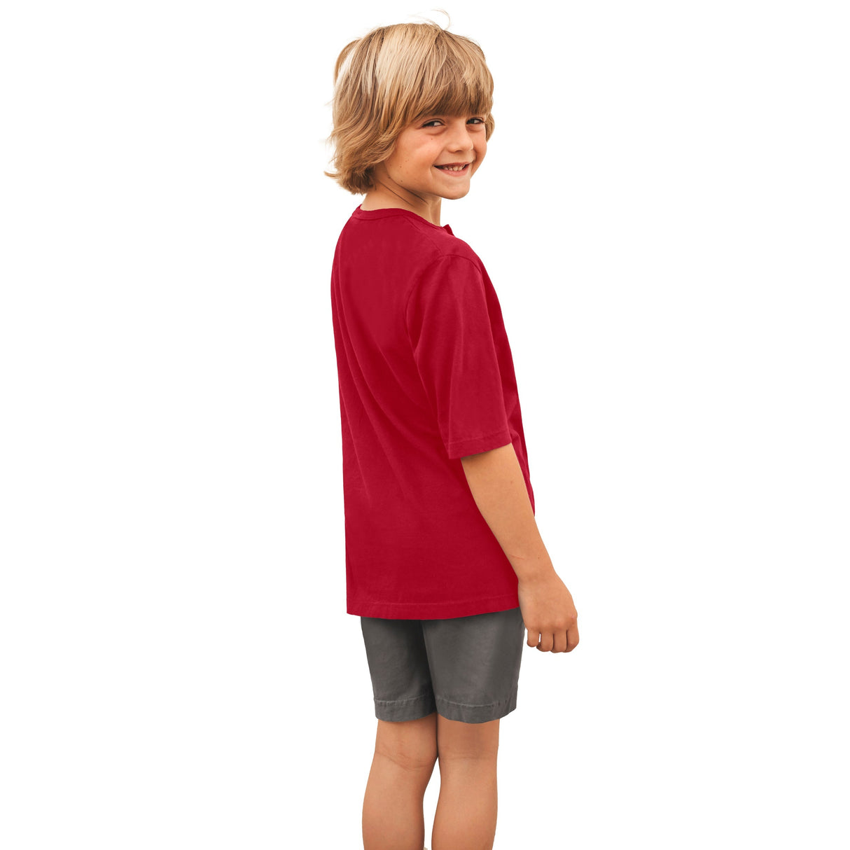 Boys Soft Organic Cotton Jersey Short Sleeve Henley Tee | Red