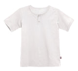 Boys Soft Organic Cotton Jersey Short Sleeve Henley Tee | White